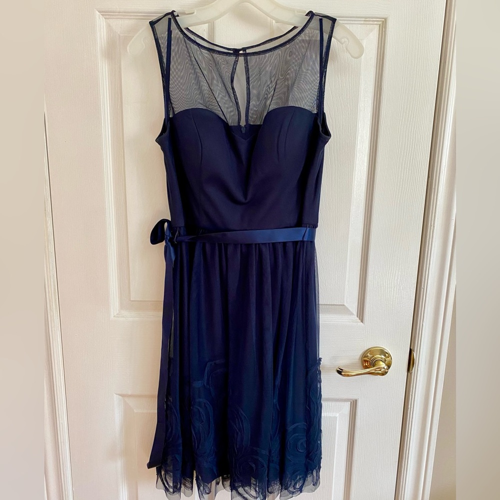 Navy Blue Sheer Midi Dress